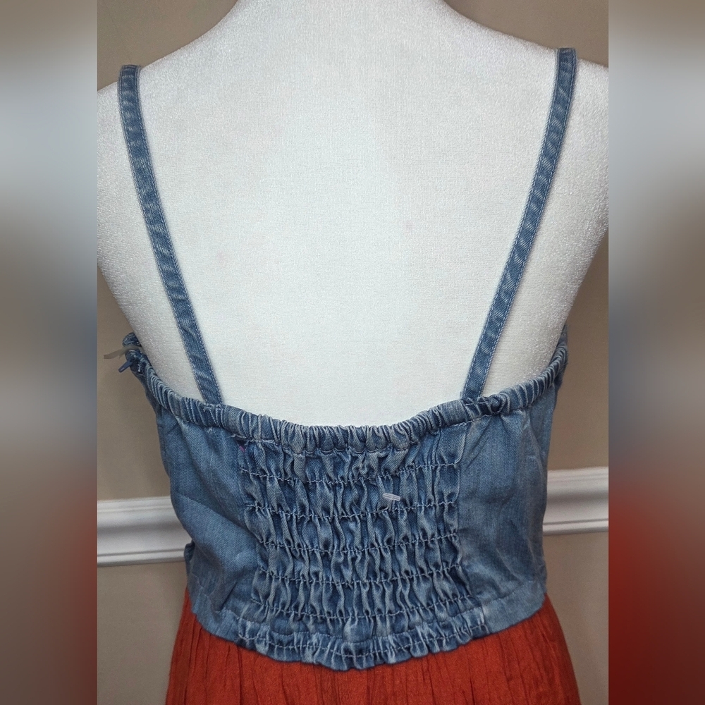Chic Denim and Rust Maxi Dress Size Smal NWOT - Picture 7 of 15